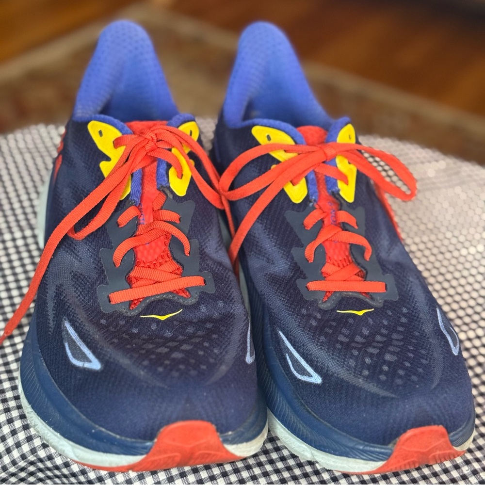 HOKA Navy and Red Athletic Shoes